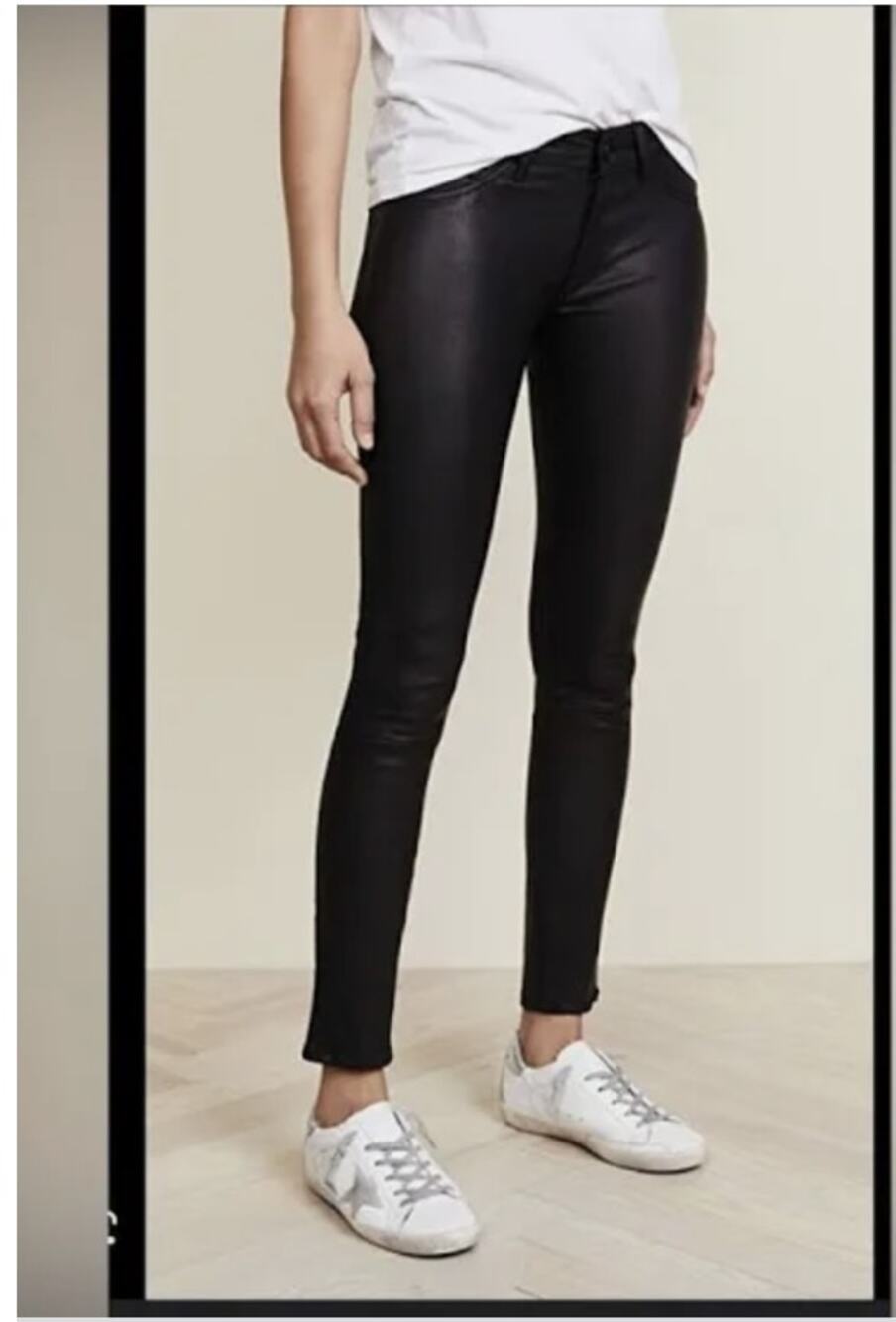 DL 1961 Emma Black Leather Skinny Pants 28